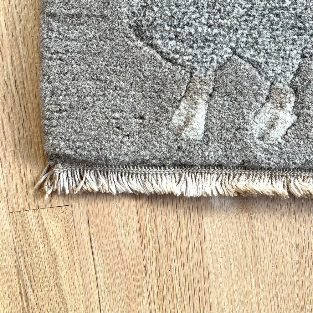 Mid Century Modern Wool Rug Wall Hanging Ox Water Buffalo with a Striped…